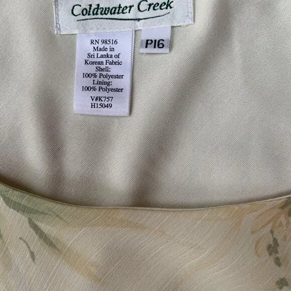 NWOT P16  Coldwater Creek  Floral Dress Sheer overlay with full lining - Picture 2 of 2